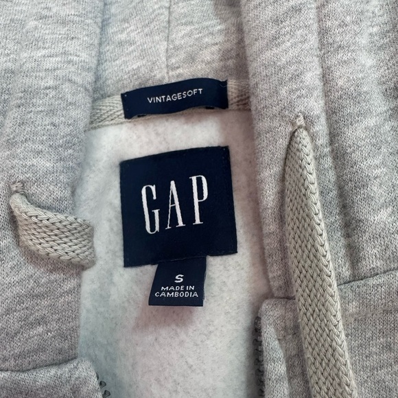 GAP Classic Zip Up Hoodie Gray GAP in Blue Lettering LIKE NEW - Picture 2 of 4